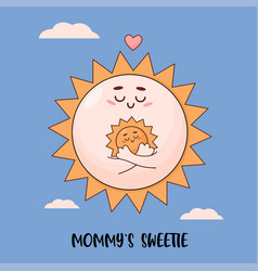 Sweet Mother Sun Character Family Mom With Baby