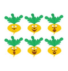 Yellow Turnip Cartoon Character With Faces