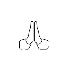 Pray Emoji Fingers Gesture Line Art Icon