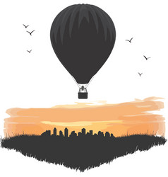 A Silhouette Of Hot Air Balloon Floating