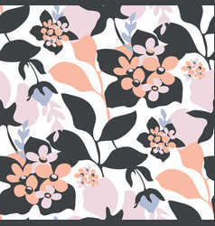 Floral Seamless Pattern Blue Pink Dark