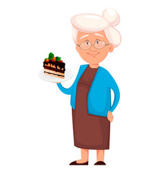 Grandmother Holding Piece Cake