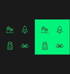 Set Line Flag Train And Railway Turnstile