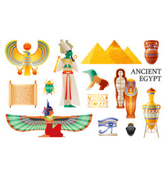 Ancient Egypt Icon Set Pharaoh Osiris Isis Queen