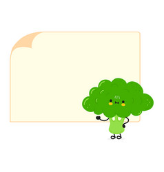 Cute Funny Broccoli Poster Character Hand Drawn