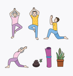 Senior Man And Women Yoga Design