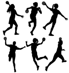 Handball Woman Player In Action Silhouette