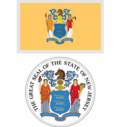 New Jersey Us State Flag And Coat Of Arm Design