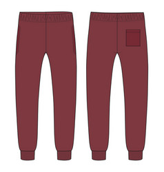 Fleece Red Color Fabric Jogger Sweatpants