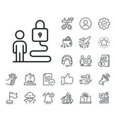 Lock Line Icon Security Access Sign Salaryman