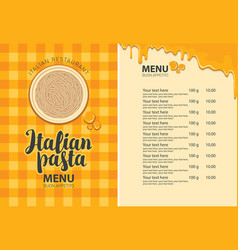 Menu For Italian Restaurant With Pasta On A Plate