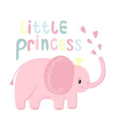 Pink Elephant With Crown And Hand Lettering