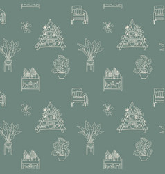 Seamless Pattern With Doodle House Plants