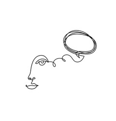 Woman Silhouette Face With Comment As Line