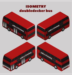 3d Isometric Red Double-decker Bus With Two Doors