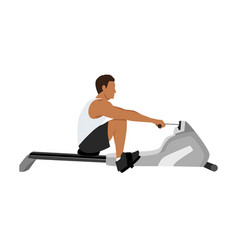 Man Doing Cardio Rowing Machine Flat