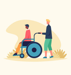 Adult Man Carry On Wheelchair Outside People