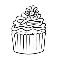 Cupcake In Doodle Style Cake Hand Draw