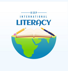 International Literacy Day Banner With Open Book