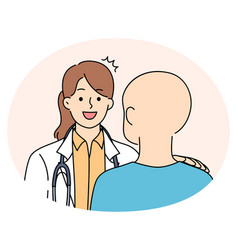 Smiling Doctor Help Talk With Cancer Patient