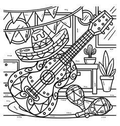 Cinco De Mayo Guitar And Maracas Coloring Page