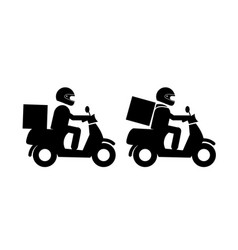 Delivery Driver On Scooter Icon Set