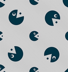 Pac Man Icon Sign Seamless Pattern With Geometric