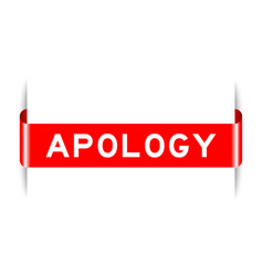 Red Color Inserted Label Banner With Word Apology