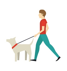 Cute cartoon boy walking with dog Royalty Free Vector Image