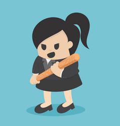 Business Woman Holding Baseball Bat