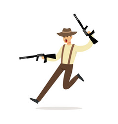 Mafia Man Character In Brown Fedora Hat Running