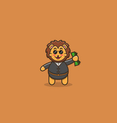 Cute Baby Lion Boss Character Mascot Icon