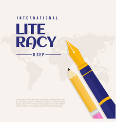 International Literacy Day Banner With Ink Pen