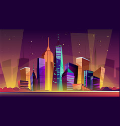 New York Night Cityscape Cartoon