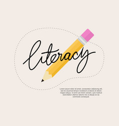 International Literacy Day Banner With Big Pencil