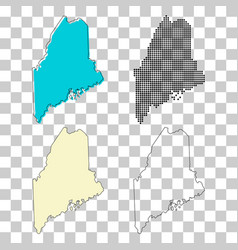 Set Of Maine Map United States Of America Flat