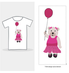 Cute Teddy Bear Holding Pink Balloon