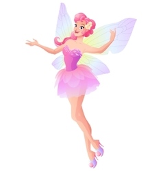 Flying and presenting fairy with wings in green Vector Image