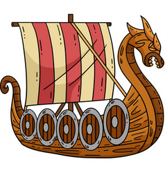 Viking Ship Cartoon Colored Clipart