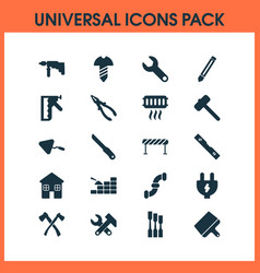 Construction Icons Set With Bricklaying