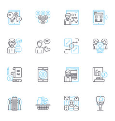 Direct Traffic Linear Icons Set Visitors Organic