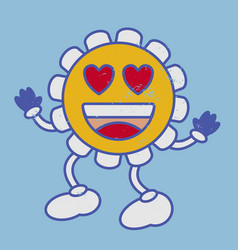 Heart Eyes Retro Flower Chamomile Emoji Smile