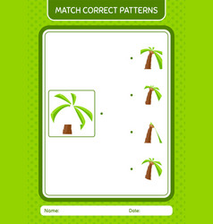 Match Pattern Game With Coconut Tree Worksheet