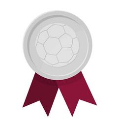 Silver Award Medal With Ribbons And Soccer Ball