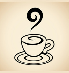 Black Coffee Cup Icon Isolated On A Beige