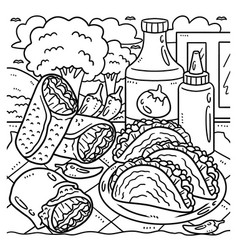 Cinco De Mayo Tacos And Burrito Coloring Page