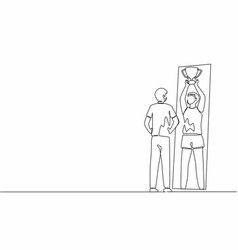 Continuous One Line Drawing Guy Standing In Front