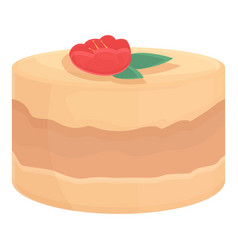 Red Flower Wedding Cake Icon Cartoon Pie