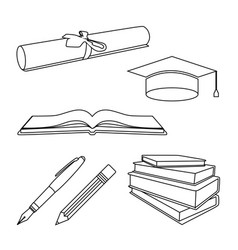 Set Of Education And Literacy Objects Line Art