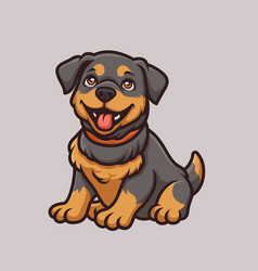 Rottweiler Dog Cartoon Sitting